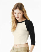 BELLA + CANVAS 1200 - Women's Micro Rib Three-Quarter Raglan Sleeve Baby Tee - Natural/ Black