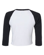 BELLA + CANVAS 1200 - Women's Micro Rib Three-Quarter Raglan Sleeve Baby Tee - White/ Black