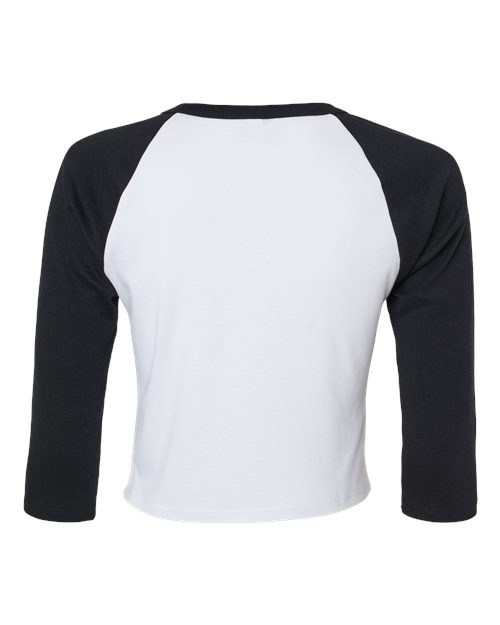 BELLA + CANVAS 1200 - Women's Micro Rib Three-Quarter Raglan Sleeve Baby Tee - White/ Black