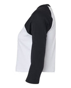 BELLA + CANVAS 1200 - Women's Micro Rib Three-Quarter Raglan Sleeve Baby Tee - White/ Black