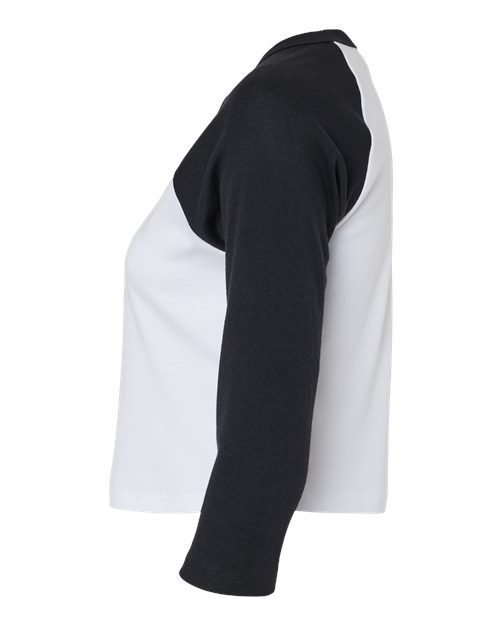 BELLA + CANVAS 1200 - Women's Micro Rib Three-Quarter Raglan Sleeve Baby Tee - White/ Black