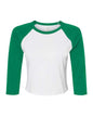BELLA + CANVAS 1200 - Women's Micro Rib Three-Quarter Raglan Sleeve Baby Tee - White/ Kelly