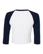 BELLA + CANVAS 1200 - Women's Micro Rib Three-Quarter Raglan Sleeve Baby Tee - White/ Navy