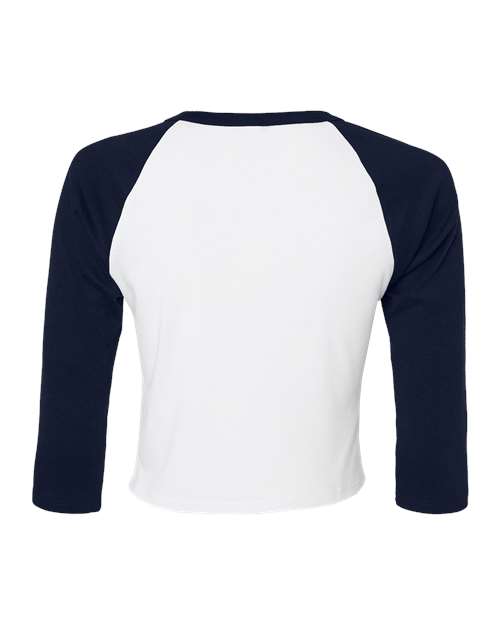 BELLA + CANVAS 1200 - Women's Micro Rib Three-Quarter Raglan Sleeve Baby Tee - White/ Navy