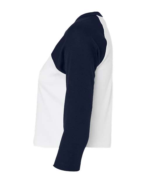 BELLA + CANVAS 1200 - Women's Micro Rib Three-Quarter Raglan Sleeve Baby Tee - White/ Navy