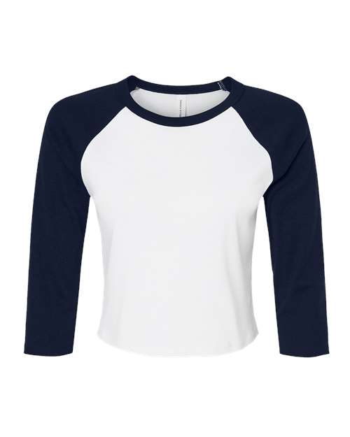 BELLA + CANVAS 1200 - Women's Micro Rib Three-Quarter Raglan Sleeve Baby Tee - White/ Navy