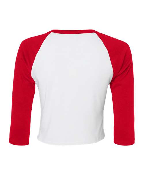 BELLA + CANVAS 1200 - Women's Micro Rib Three-Quarter Raglan Sleeve Baby Tee - White/ Red