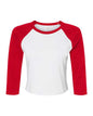 BELLA + CANVAS 1200 - Women's Micro Rib Three-Quarter Raglan Sleeve Baby Tee - White/ Red