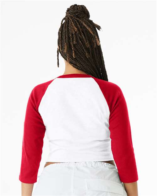 BELLA + CANVAS 1200 - Women's Micro Rib Three-Quarter Raglan Sleeve Baby Tee - White/ Red