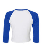 BELLA + CANVAS 1200 - Women's Micro Rib Three-Quarter Raglan Sleeve Baby Tee - White/ True Royal