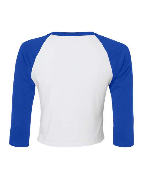 BELLA + CANVAS 1200 - Women's Micro Rib Three-Quarter Raglan Sleeve Baby Tee - White/ True Royal