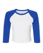 BELLA + CANVAS 1200 - Women's Micro Rib Three-Quarter Raglan Sleeve Baby Tee - White/ True Royal