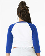 BELLA + CANVAS 1200 - Women's Micro Rib Three-Quarter Raglan Sleeve Baby Tee - White/ True Royal