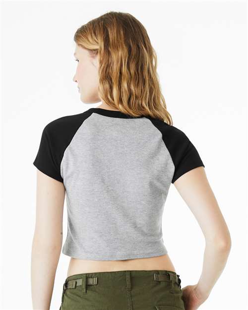 BELLA + CANVAS 1201 - Women's Micro Rib Raglan Baby Tee - Athletic Heather/ Black