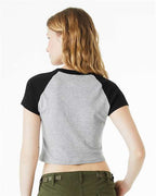 BELLA + CANVAS 1201 - Women's Micro Rib Raglan Baby Tee - Athletic Heather/ Black