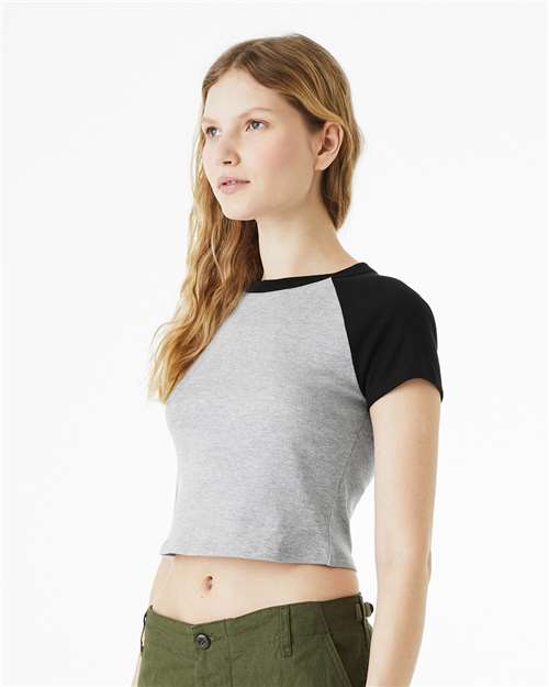 BELLA + CANVAS 1201 - Women's Micro Rib Raglan Baby Tee - Athletic Heather/ Black