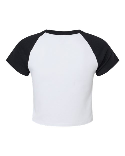 BELLA + CANVAS 1201 - Women's Micro Rib Raglan Baby Tee - White/ Black