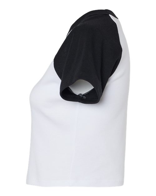 BELLA + CANVAS 1201 - Women's Micro Rib Raglan Baby Tee - White/ Black