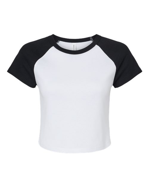 BELLA + CANVAS 1201 - Women's Micro Rib Raglan Baby Tee - White/ Black