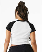 BELLA + CANVAS 1201 - Women's Micro Rib Raglan Baby Tee - White/ Black