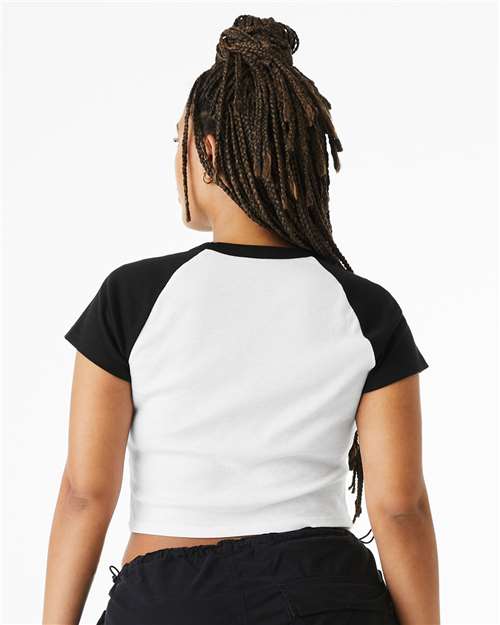 BELLA + CANVAS 1201 - Women's Micro Rib Raglan Baby Tee - White/ Black