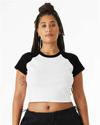 BELLA + CANVAS 1201 - Women's Micro Rib Raglan Baby Tee - White/ Black