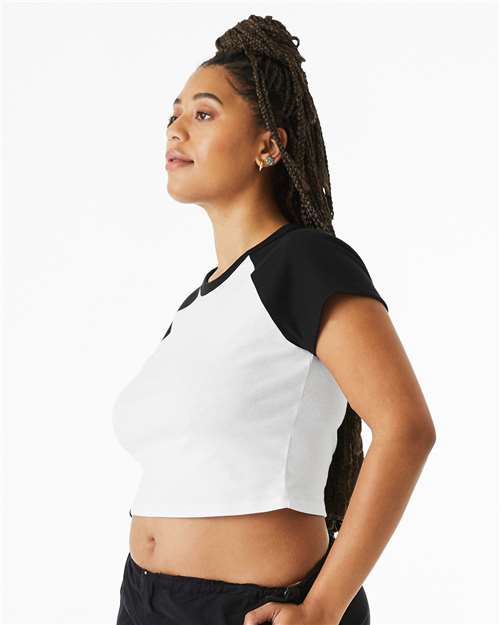 BELLA + CANVAS 1201 - Women's Micro Rib Raglan Baby Tee - White/ Black