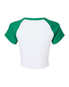 BELLA + CANVAS 1201 - Women's Micro Rib Raglan Baby Tee - White/ Kelly