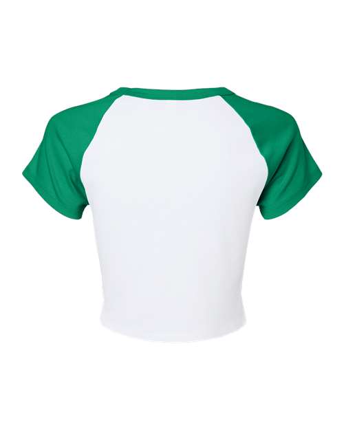 BELLA + CANVAS 1201 - Women's Micro Rib Raglan Baby Tee - White/ Kelly