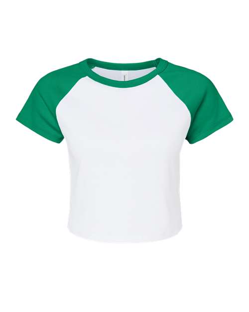 BELLA + CANVAS 1201 - Women's Micro Rib Raglan Baby Tee - White/ Kelly