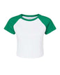 BELLA + CANVAS 1201 - Women's Micro Rib Raglan Baby Tee - White/ Kelly