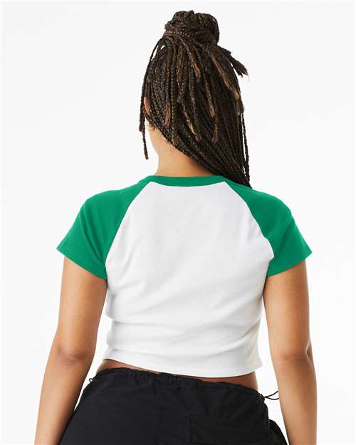 BELLA + CANVAS 1201 - Women's Micro Rib Raglan Baby Tee - White/ Kelly
