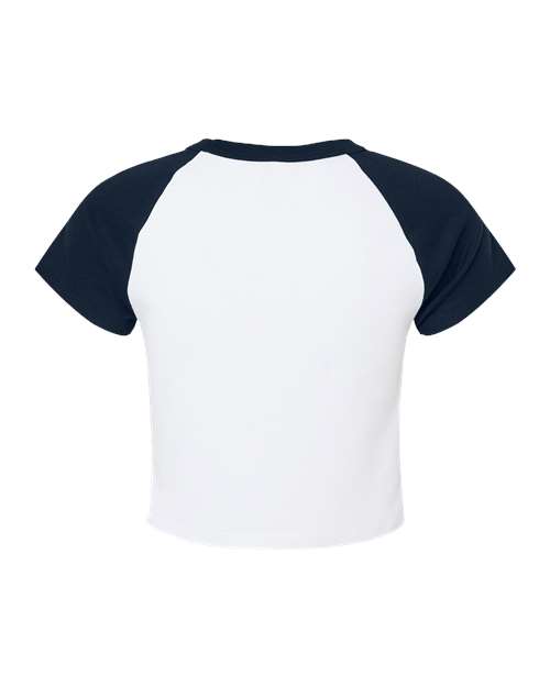 BELLA + CANVAS 1201 - Women's Micro Rib Raglan Baby Tee - White/ Navy
