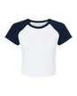 BELLA + CANVAS 1201 - Women's Micro Rib Raglan Baby Tee - White/ Navy