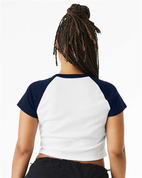 BELLA + CANVAS 1201 - Women's Micro Rib Raglan Baby Tee - White/ Navy