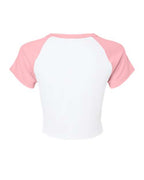 BELLA + CANVAS 1201 - Women's Micro Rib Raglan Baby Tee - White/ Pink