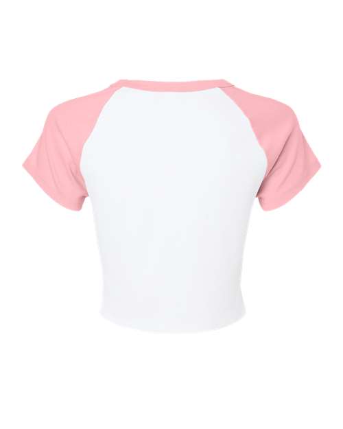 BELLA + CANVAS 1201 - Women's Micro Rib Raglan Baby Tee - White/ Pink