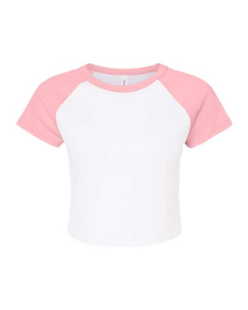 BELLA + CANVAS 1201 - Women's Micro Rib Raglan Baby Tee - White/ Pink