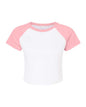 BELLA + CANVAS 1201 - Women's Micro Rib Raglan Baby Tee - White/ Pink