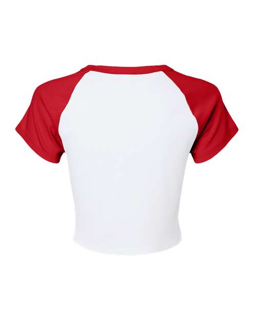 BELLA + CANVAS 1201 - Women's Micro Rib Raglan Baby Tee - White/ Red