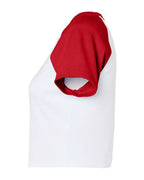 BELLA + CANVAS 1201 - Women's Micro Rib Raglan Baby Tee - White/ Red