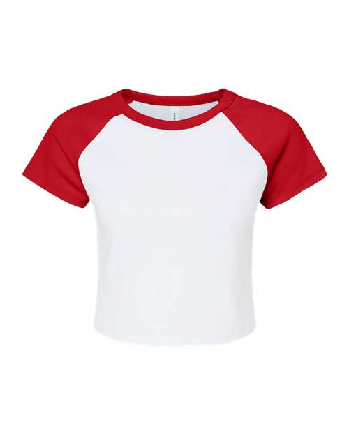 BELLA + CANVAS 1201 - Women's Micro Rib Raglan Baby Tee - White/ Red