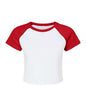 BELLA + CANVAS 1201 - Women's Micro Rib Raglan Baby Tee - White/ Red