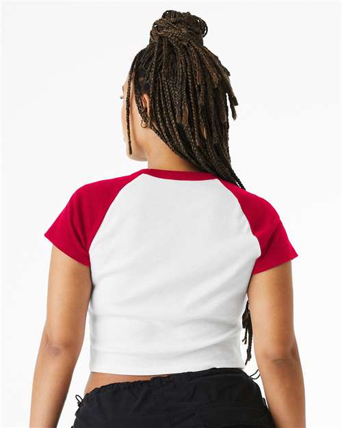 BELLA + CANVAS 1201 - Women's Micro Rib Raglan Baby Tee - White/ Red