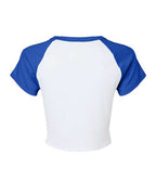 BELLA + CANVAS 1201 - Women's Micro Rib Raglan Baby Tee - White/ True Royal