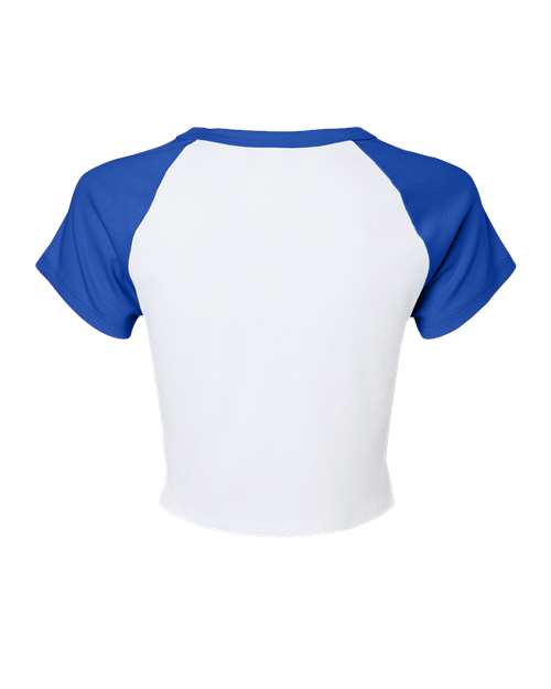 BELLA + CANVAS 1201 - Women's Micro Rib Raglan Baby Tee - White/ True Royal
