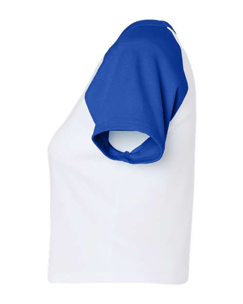 BELLA + CANVAS 1201 - Women's Micro Rib Raglan Baby Tee - White/ True Royal