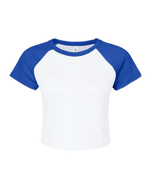 BELLA + CANVAS 1201 - Women's Micro Rib Raglan Baby Tee - White/ True Royal