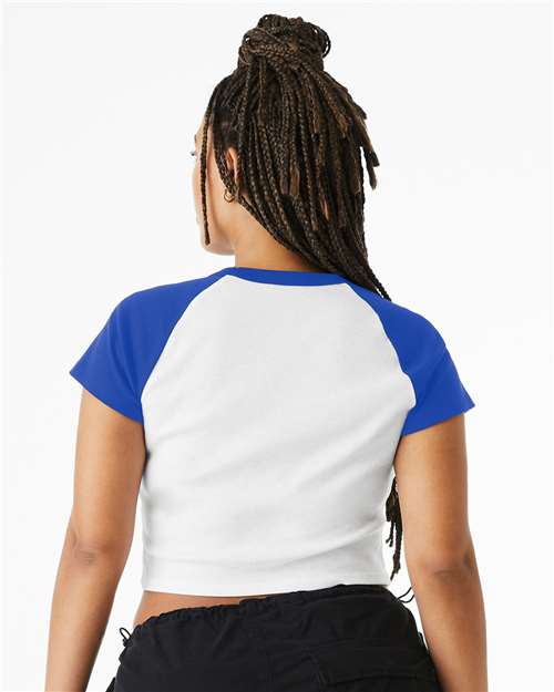 BELLA + CANVAS 1201 - Women's Micro Rib Raglan Baby Tee - White/ True Royal