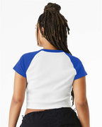 BELLA + CANVAS 1201 - Women's Micro Rib Raglan Baby Tee - White/ True Royal